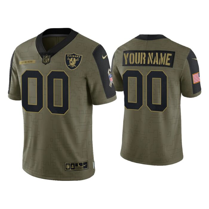 Men Custom Las Vegas Raiders Olive 2021 Salute To Service Limited Jersey