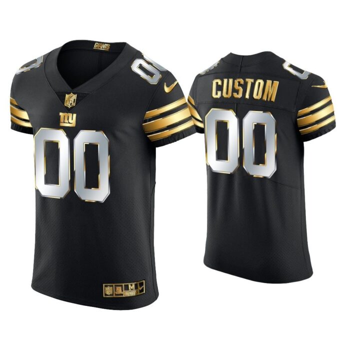 Men Custom New York Giants Black Golden Edition Elite Jersey