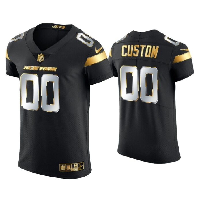 Men Custom New York Jets Black Golden Edition Elite Jersey