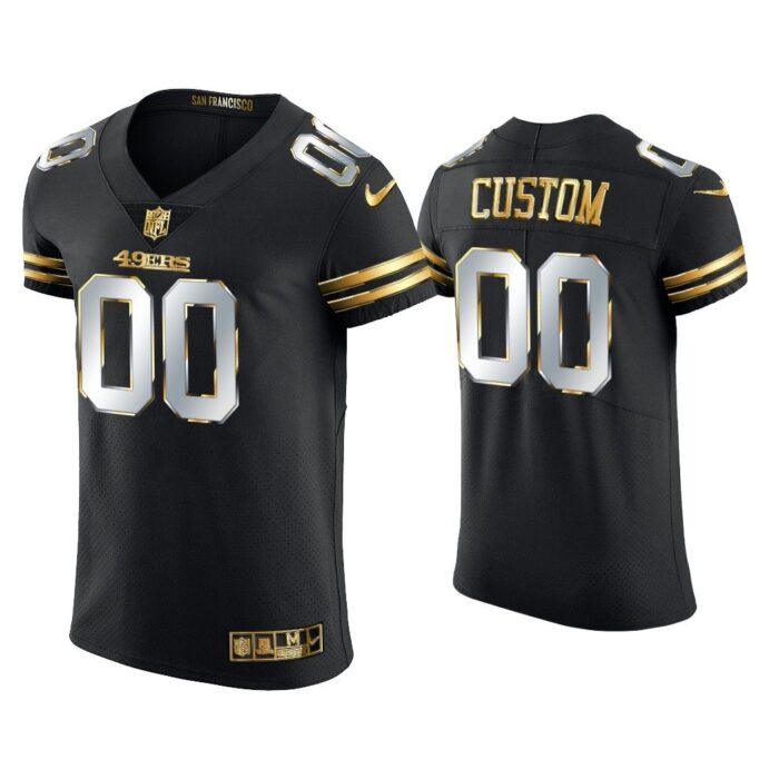 Men Custom San Francisco 49ers Black Golden Edition Elite Jersey