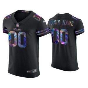 Men Custom San Francisco 49ers Black Golden Edition Holographic Jersey