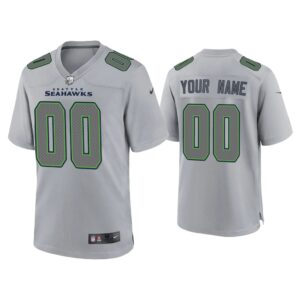 Men Custom Seattle Seahawks Gray Atmosphere Fashion Game Jersey