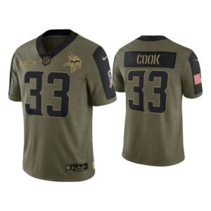 Men Dalvin Cook Minnesota Vikings Olive 2021 Salute To Service Limited Jersey