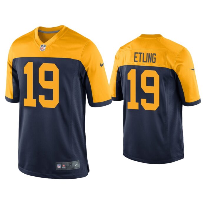 Men Danny Etling Green Bay Packers Navy Throwback Game Jersey