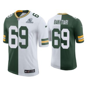 Men David Bakhtiari Green Bay Packers Green White 2020 NFL Playoffs Split Jersey