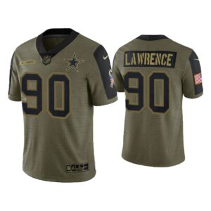 Men Demarcus Lawrence Dallas Cowboys Olive 2021 Salute To Service Limited Jersey