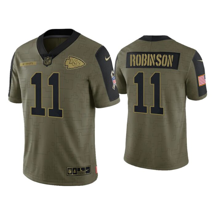 Men Demarcus Robinson Kansas City Chiefs Olive 2021 Salute To Service Limited Jersey