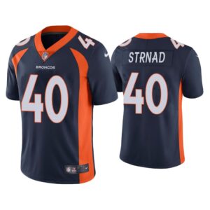 Men Denver Broncos Justin Strnad Vapor Limited Navy Jersey