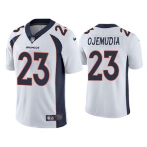 Men Denver Broncos Michael Ojemudia Vapor Limited White Jersey