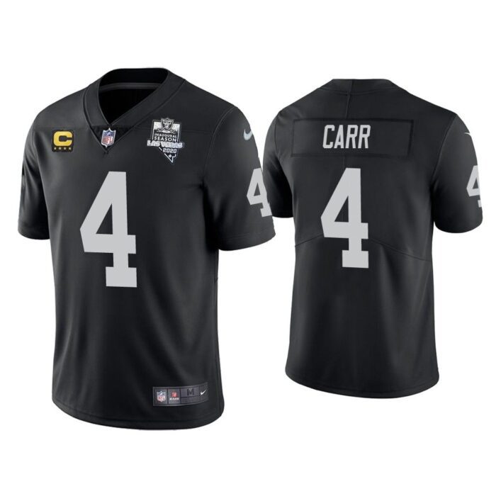 Men Derek Carr Las Vegas Raiders Black Vapor Limited Captain Patch Jersey