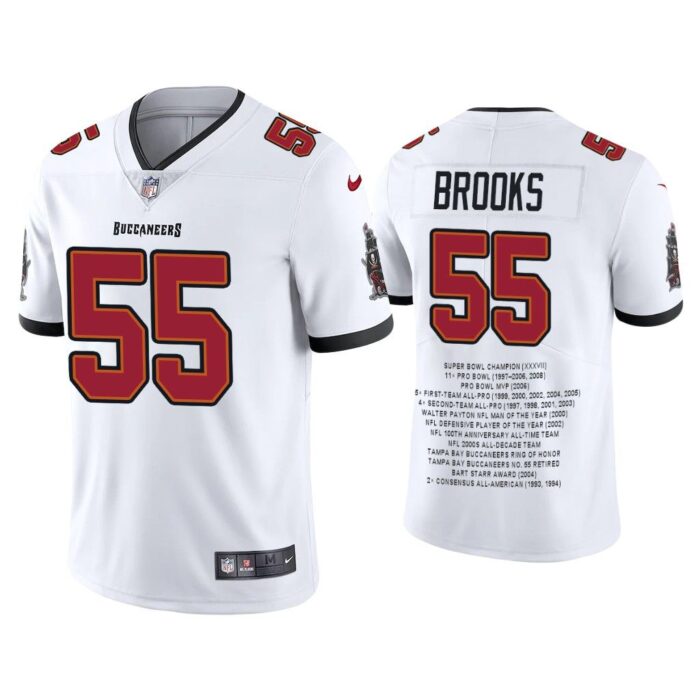 Men Derrick Brooks Tampa Bay Buccaneers White Career Highlight Limited Edition Jersey