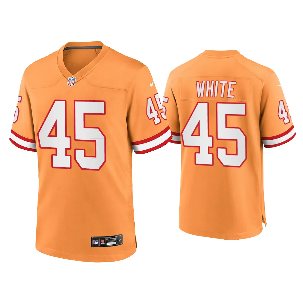 Men Devin White Tampa Bay Buccaneers Orange Throwback Game Jersey