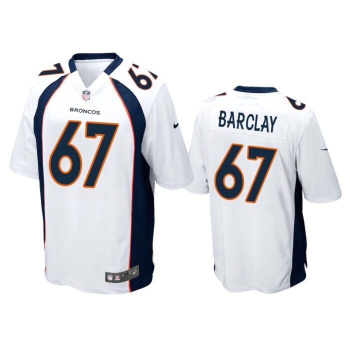 Men Don Barclay #67 Denver Broncos White Game Jersey