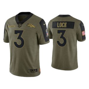 Men Drew Lock Denver Broncos Olive 2021 Salute To Service Limited Jersey