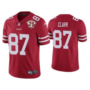 Men Dwight Clark San Francisco 49ers Scarlet 75th Anniversary Patch Limited Jersey