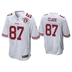 Men Dwight Clark San Francisco 49ers White 75th Anniversary Patch Game Jersey