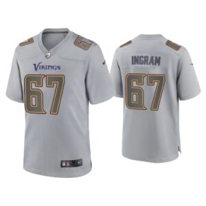 Men Ed Ingram Minnesota Vikings Gray Atmosphere Fashion Game Jersey