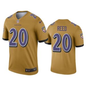 Men Ed Reed Baltimore Ravens Gold Inverted Legend Jersey