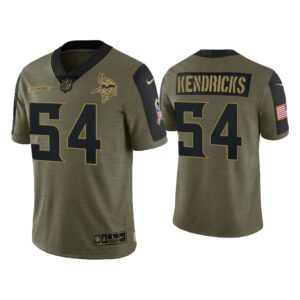 Men Eric Kendricks Minnesota Vikings Olive 2021 Salute To Service Limited Jersey