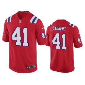 Men Eric Saubert New England Patriots Red Game Jersey