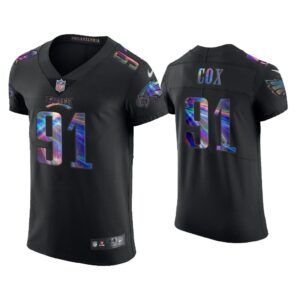 Men Fletcher Cox Philadelphia Eagles Black Golden Edition Holographic Jersey