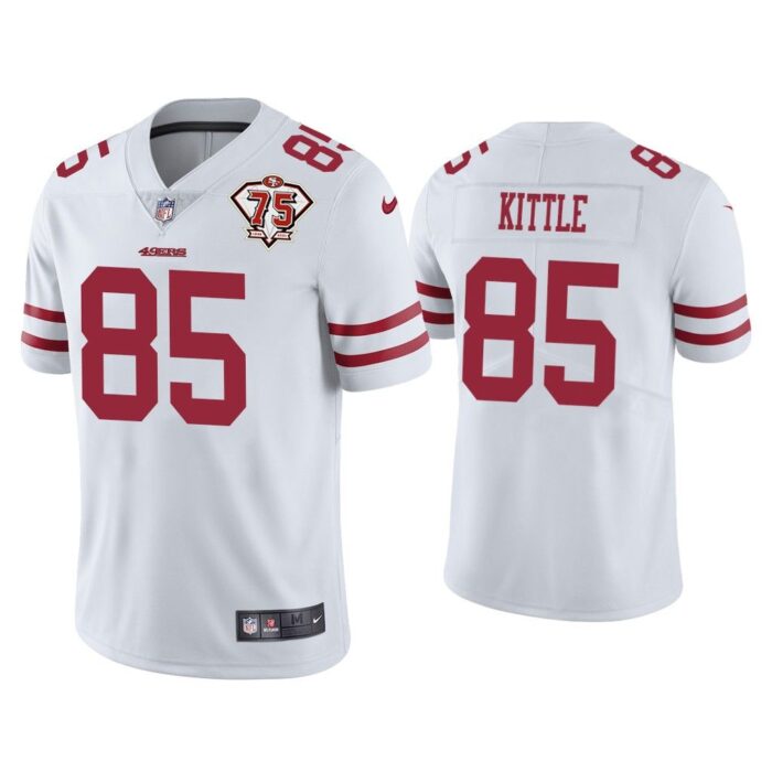 Men George Kittle San Francisco 49ers White 75th Anniversary Patch Limited Jersey