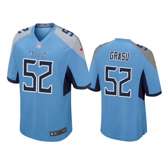 Men Hroniss Grasu Tennessee Titans Light Blue Game Jersey