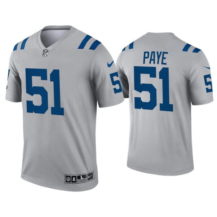 Men Indianapolis Colts Kwity Paye Gray Inverted Legend Jersey