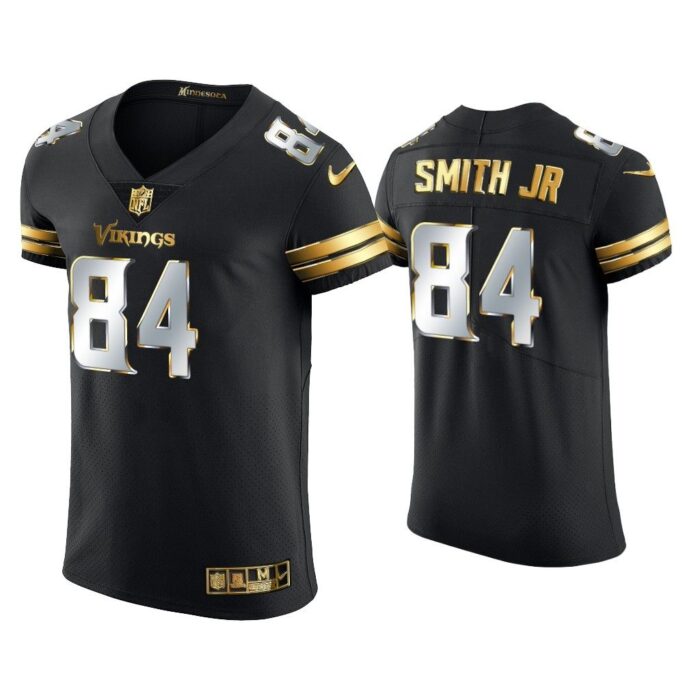 Men Irv Smith Jr. Minnesota Vikings Black Golden Edition Vapor Elite Jersey