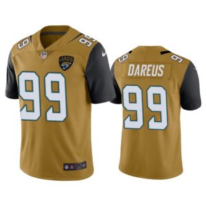 Men Jacksonville Jaguars Marcell Dareus #99 Gold Color Rush Limited Jersey