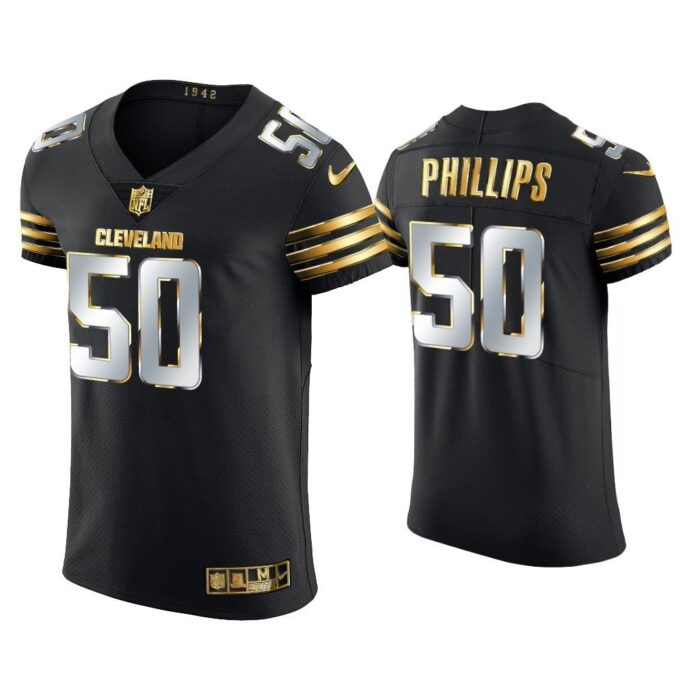 Men Jacob Phillips Cleveland Browns Black Golden Edition Vapor Elite Jersey