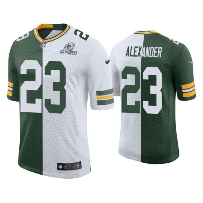 Men Jaire Alexander Green Bay Packers Green White 2020 NFL Playoffs Split Jersey