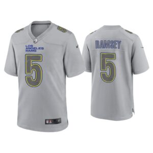 Men Jalen Ramsey Los Angeles Rams Gray Atmosphere Fashion Game Jersey