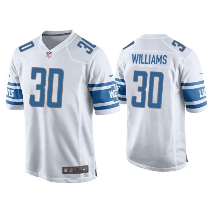 Men Jamaal Williams Detroit Lions White Game Jersey