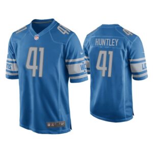 Men Jason Huntley Detroit Lions Blue Game Jersey