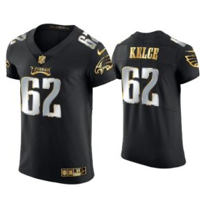 Men Jason Kelce Philadelphia Eagles Black Golden Edition Elite Jersey