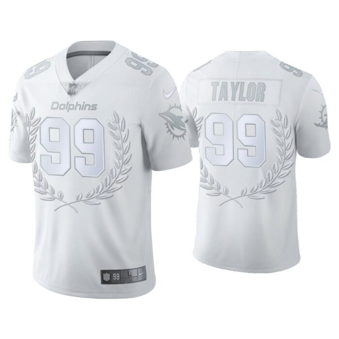 Men Jason Taylor Miami Dolphins White Platinum Limited Jersey