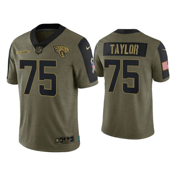 Men Jawaan Taylor Jacksonville Jaguars Olive 2021 Salute To Service Limited Jersey