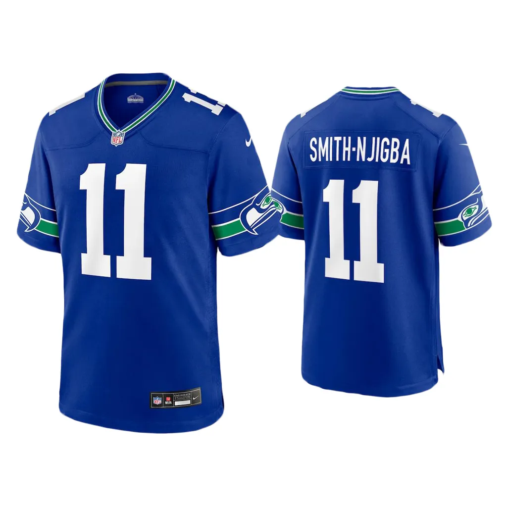 Men Jaxon Smith-Njigba Seattle Seahawks Royal Throwback Game Jersey