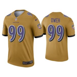 Men Jayson Oweh Baltimore Ravens Gold Inverted Legend Jersey