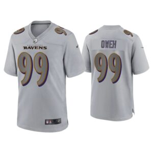 Men Jayson Oweh Baltimore Ravens Gray Atmosphere Fashion Game Jersey