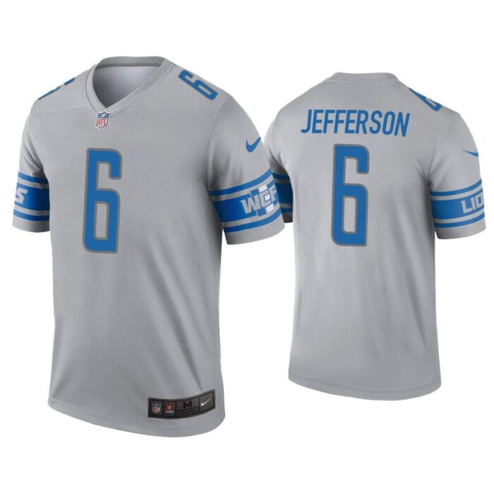 Men Jermar Jefferson Detroit Lions Gray Inverted Legend Jersey