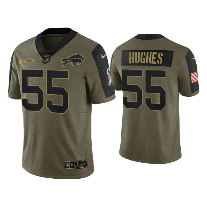 Men Jerry Hughes Buffalo Bills Olive 2021 Salute To Service Limited Jersey