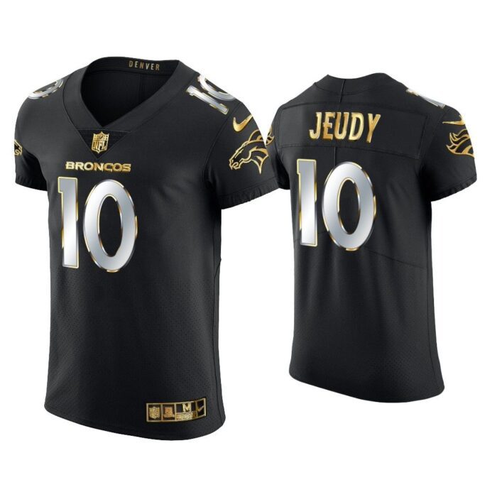 Men Jerry Jeudy Denver Broncos Black Golden Edition Elite Jersey