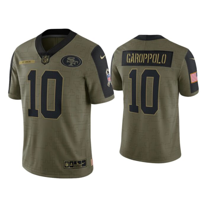 Men Jimmy Garoppolo San Francisco 49ers Olive 2021 Salute To Service Limited Jersey