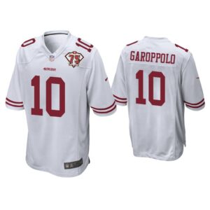 Men Jimmy Garoppolo San Francisco 49ers White 75th Anniversary Patch Game Jersey