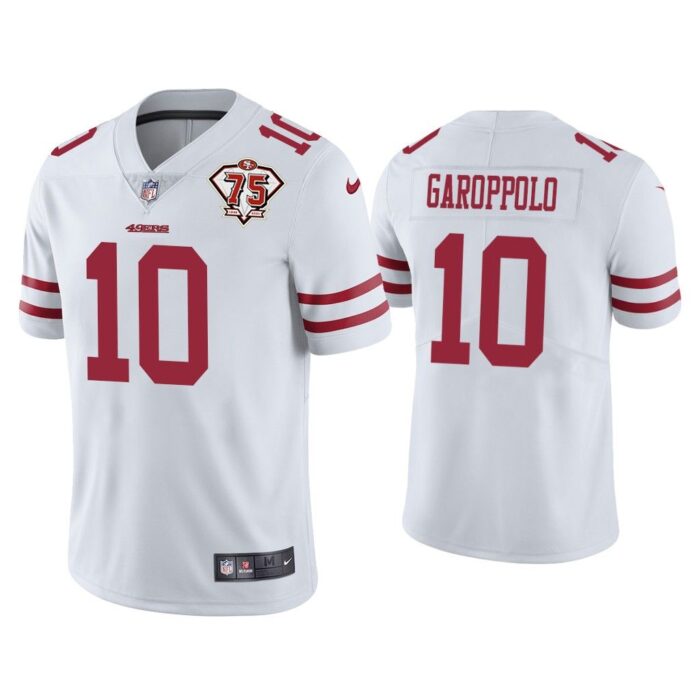 Men Jimmy Garoppolo San Francisco 49ers White 75th Anniversary Patch Limited Jersey