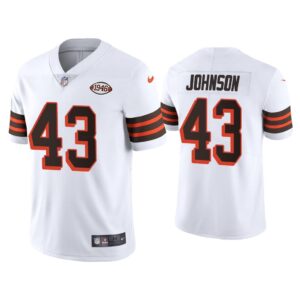 Men John Johnson Cleveland Browns White 1946 Collection Alternate Vapor Limited Jersey