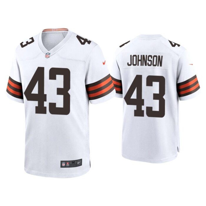 Men John Johnson Cleveland Browns White Game Jersey