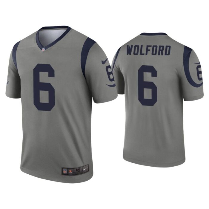 Men John Wolford Los Angeles Rams Gray Inverted Legend Jersey